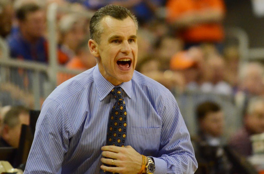 Billy Donovan calls out a play during Florida's 66-62 win against Texas A&amp;M on March 3 in the O'Connell Center.