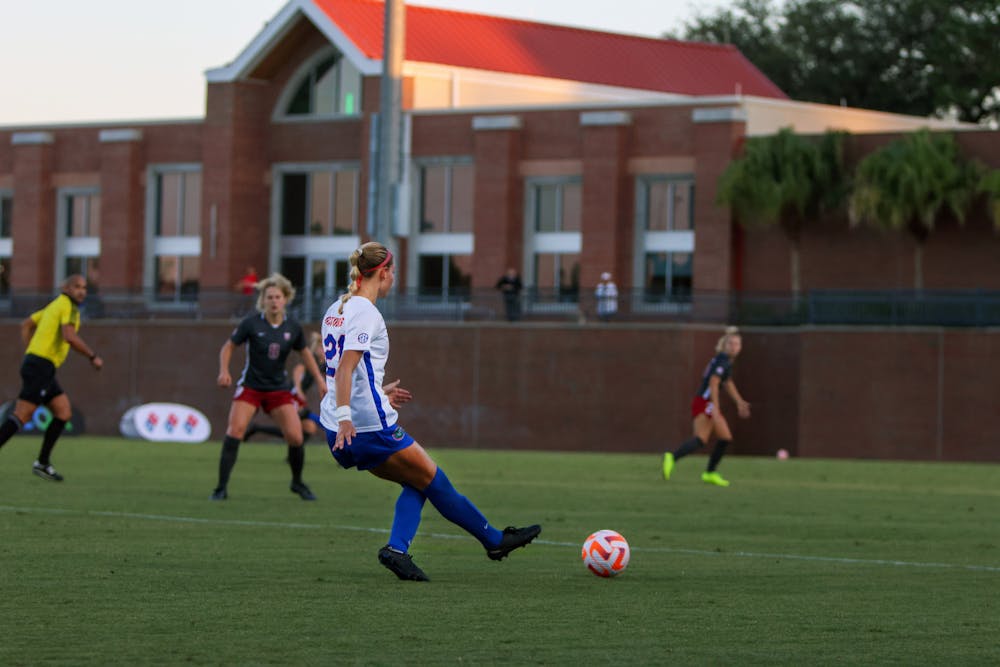 <p>Sophomore defender Madison Young during Florida&#x27;s match with Arkansas Thursday, Oct. 6, 2022. </p>