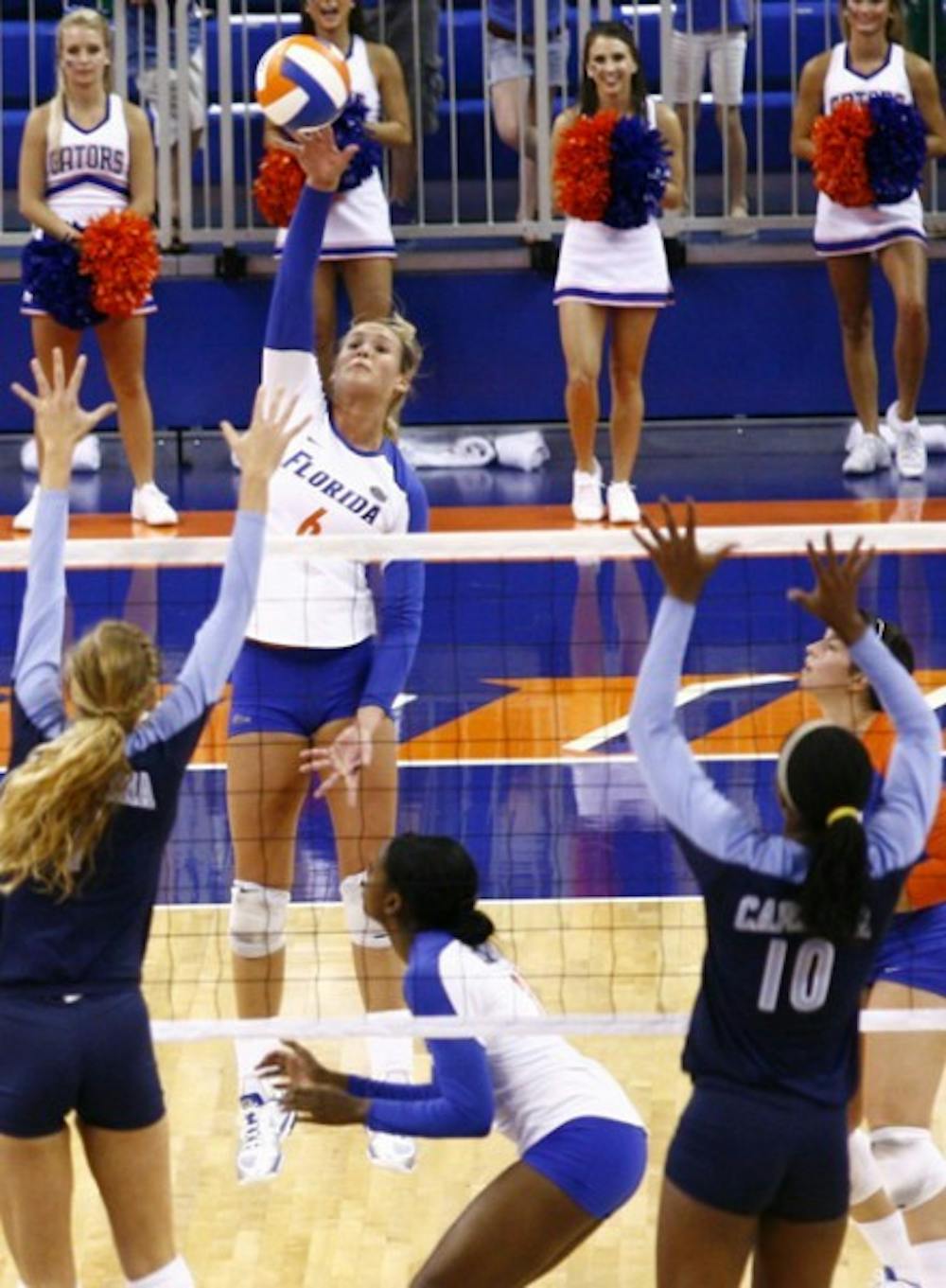 <p>UF outside hitter Kristy Jaeckel has become a more complete player in her senior season. She had 30 digs and 24 kills in two games last weekend.</p>