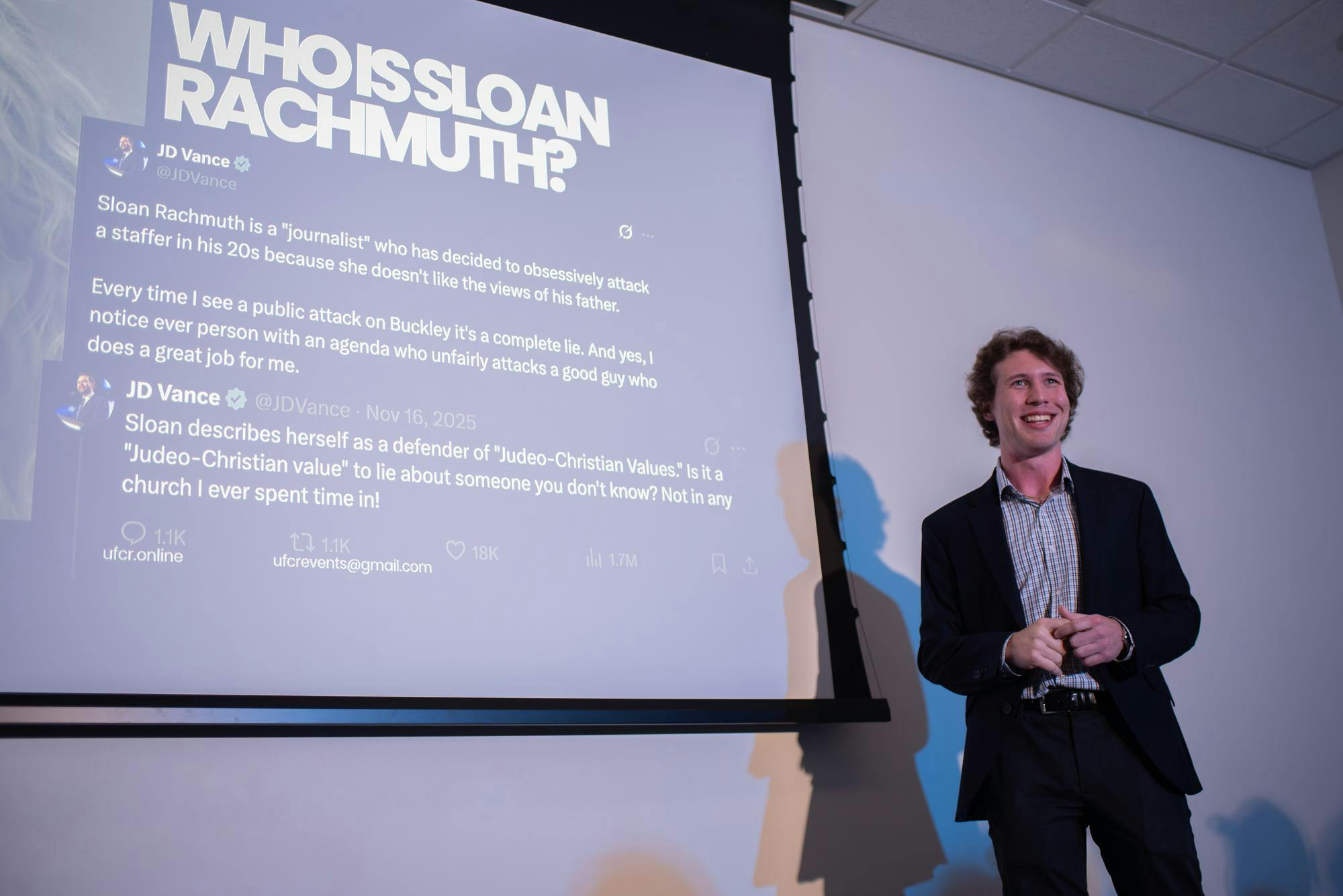 President of UF College Republicans Michael Andre speaks about recent events, Tuesday, March 24, 2026, Gainesville, Fla.