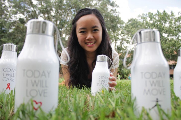 Nineteen-year-old English junior Sylvia Lai created her own line of reusable water bottles called “Today I Will.” Each bottle is printed with an inspirational message such as “Today I will be me.”