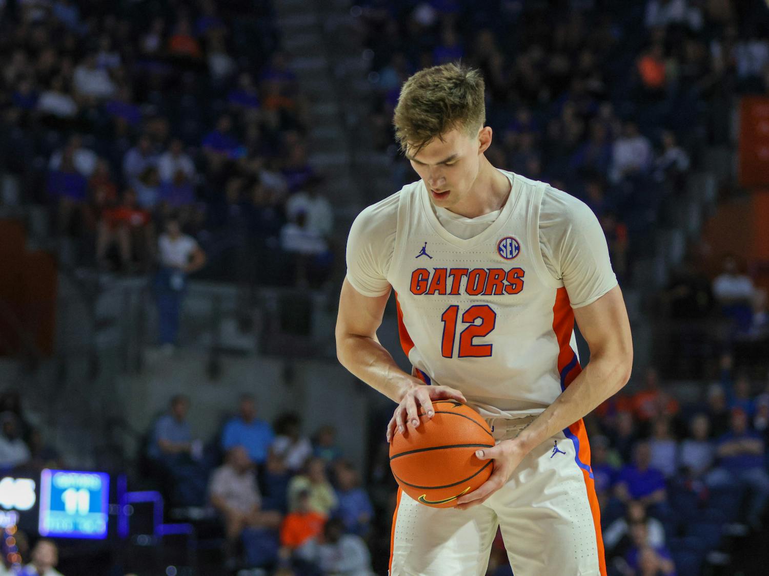 Florida forward Colin Castleton — pictured during the Gators' game against Stony Brook Monday, Nov. 7, 2022 — scored a career-high 33 points versus Kennesaw State Friday night. 