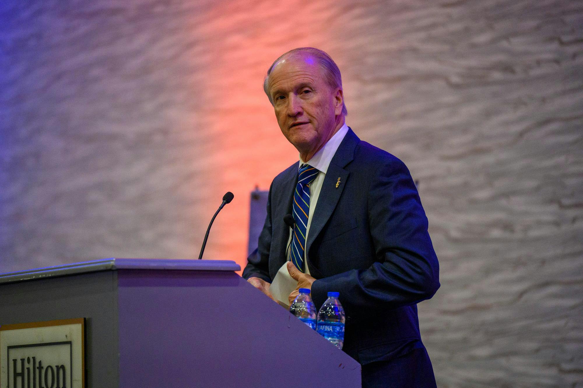 President Dr. Stuart Bell speaks to a crowd at the UF Hilton Conference Center, Thursday, Sept. 24, 2026, in Gainesville, Fla.