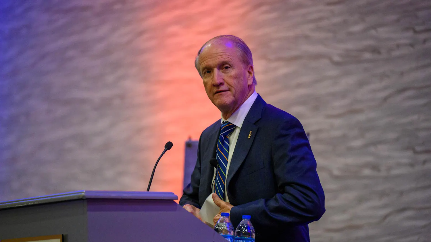 President Dr. Stuart Bell speaks to a crowd at the UF Hilton Conference Center, Thursday, Sept. 24, 2026, in Gainesville, Fla.