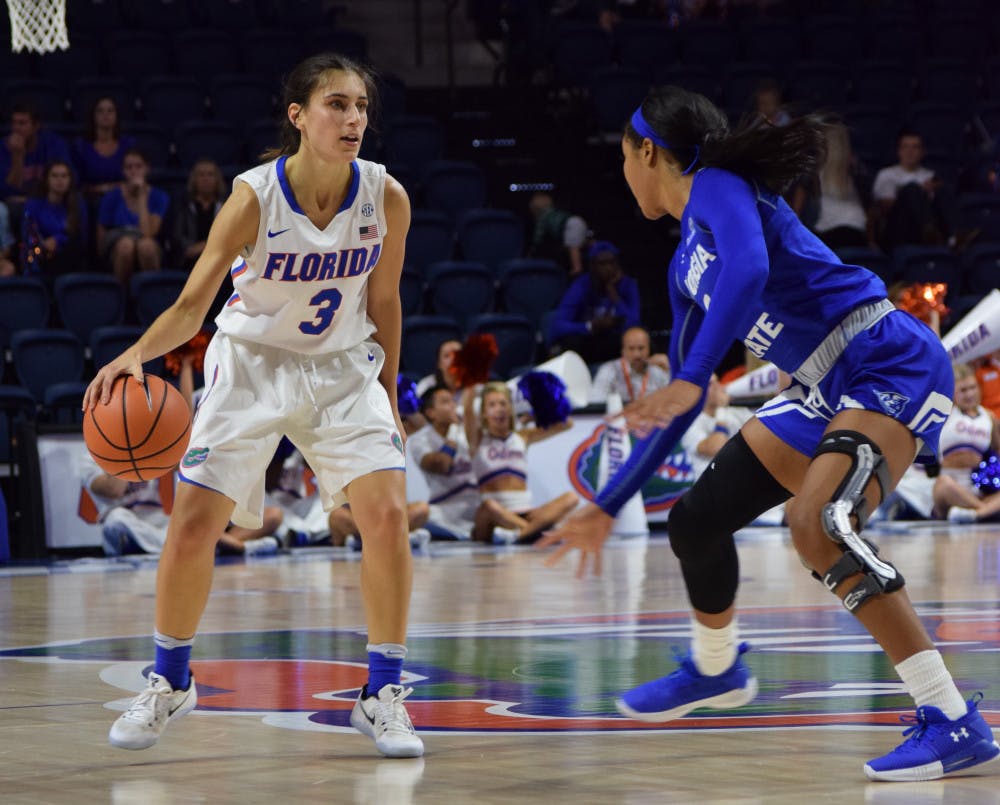 Florida transfer guard Funda Nakkasoglu (3) is still bothered by an ankle injury suffered on Nov. 21.