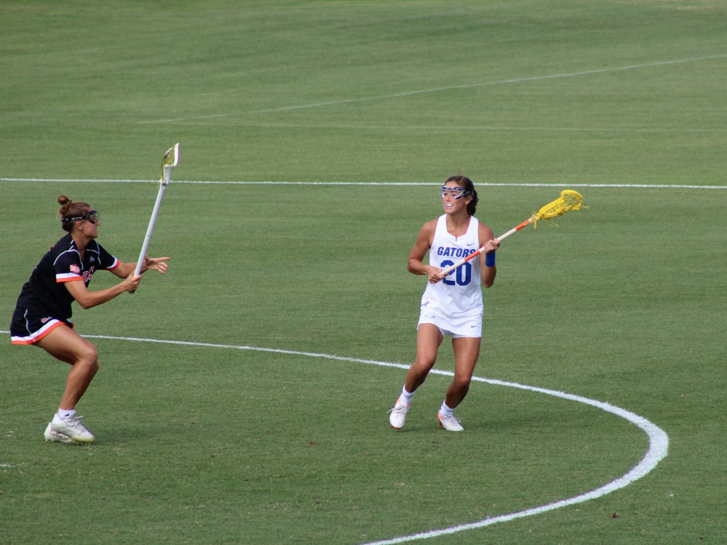 Attacker Brianna Harris against Mercer. Harris leads the Gators into a second-round matchup with Jacksonville University Sunday.