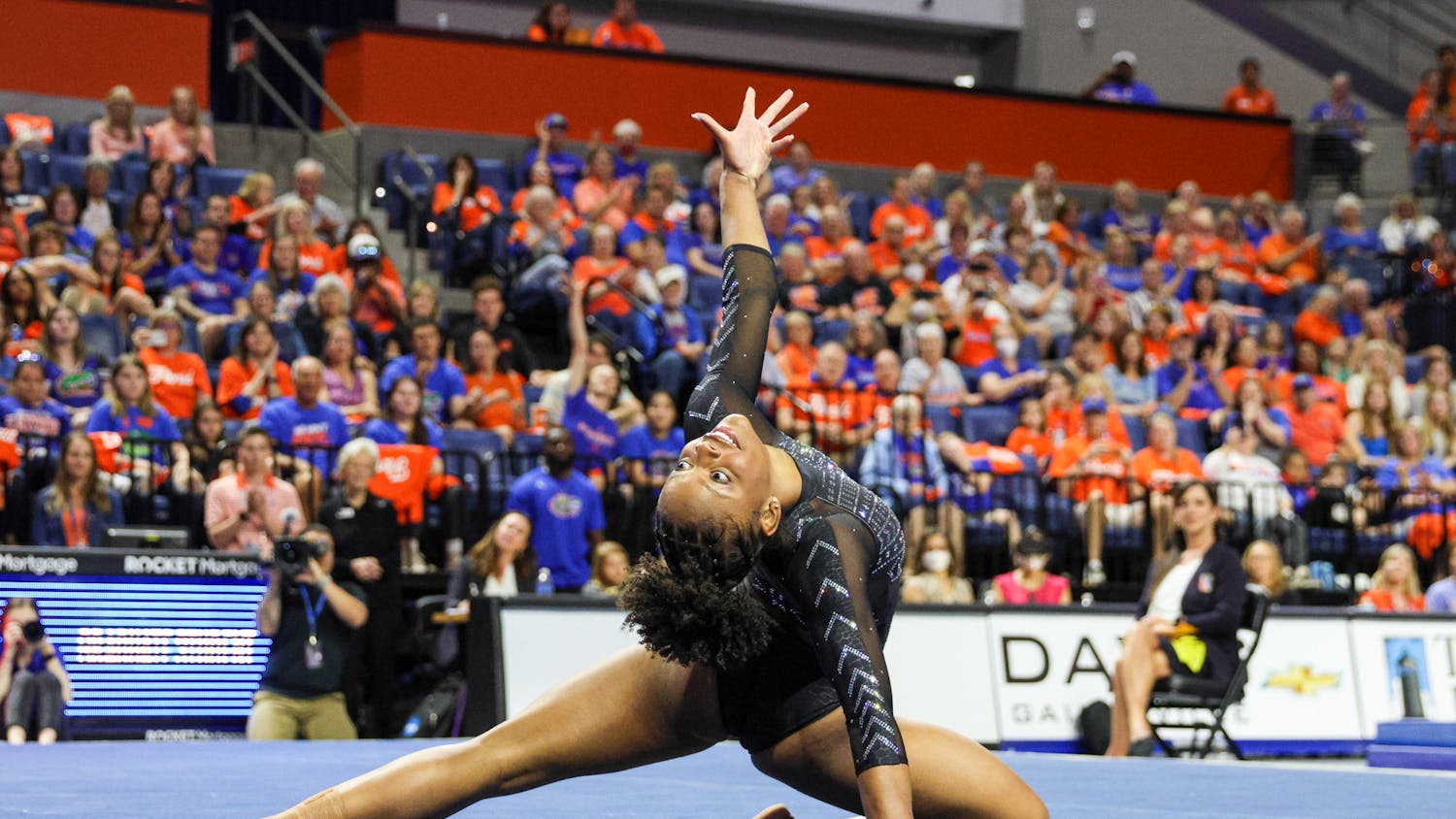 Florida gymnast Trinity Thomas performs her floor routine in the Gators' meet against the Kentucky Wildcats Friday, Feb. 24, 2023.