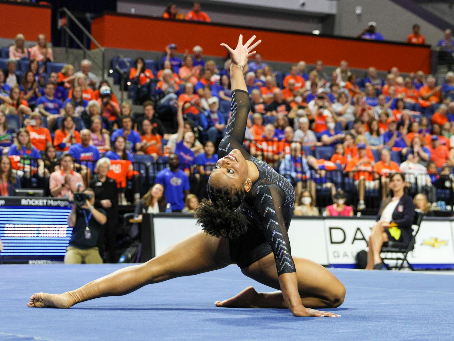 Florida gymnast Trinity Thomas performs her floor routine in the Gators' meet against the Kentucky Wildcats Friday, Feb. 24, 2023.
