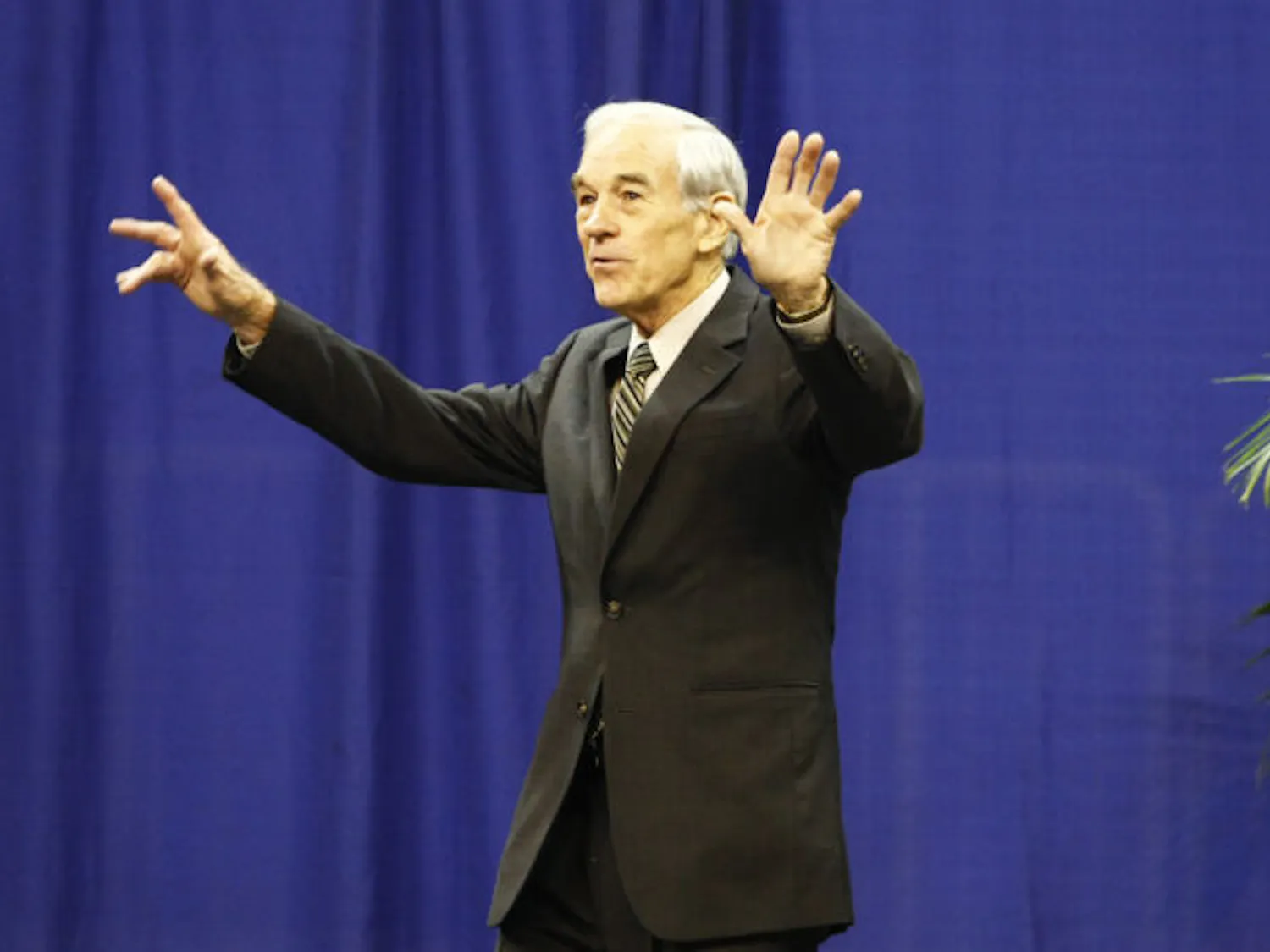 Ron Paul speaks to students and Gainesville residents Monday at the Stephen C. O’Connell Center. He was hosted by Accent Speaker’s Bureau and spoke about the political economic situation.