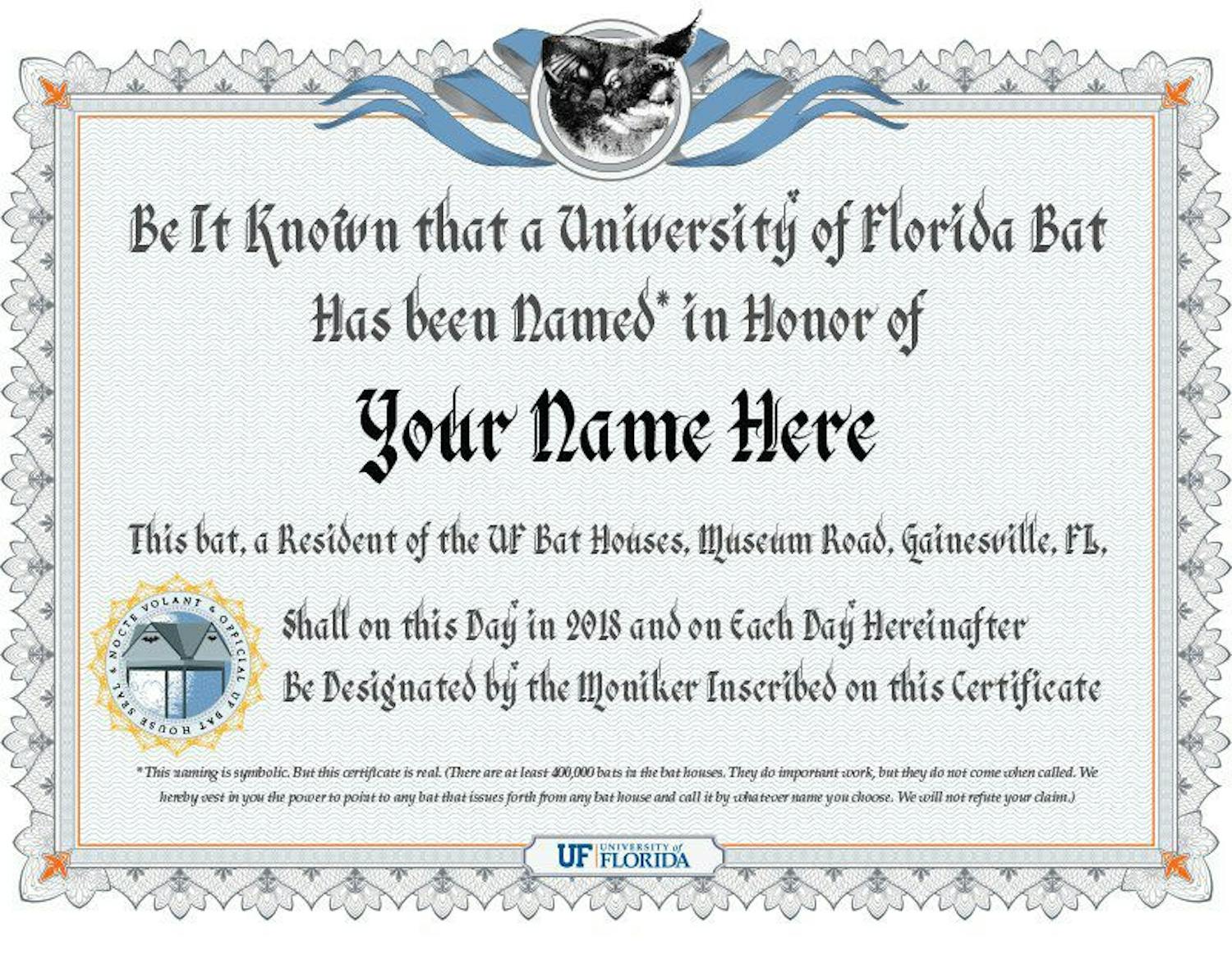 A certificate given for bat donors.&nbsp;