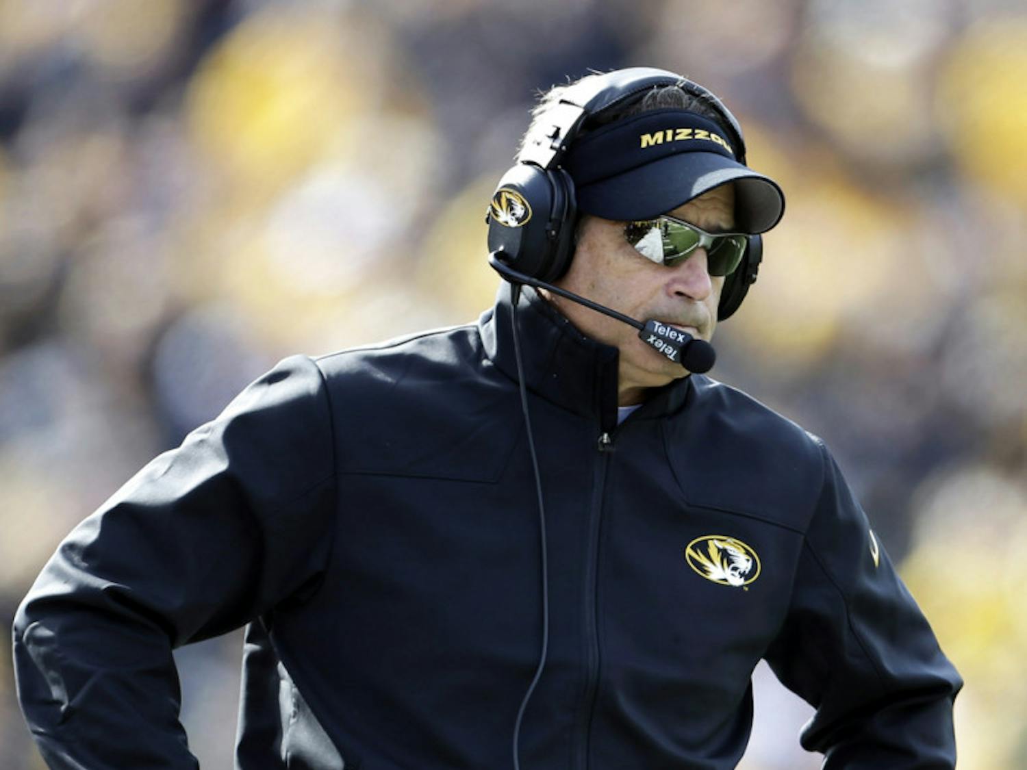 Missouri head coach Gary Pinkel stands on the sidelines during the first half of against Kentucky on Saturday in Columbia, Mo. 