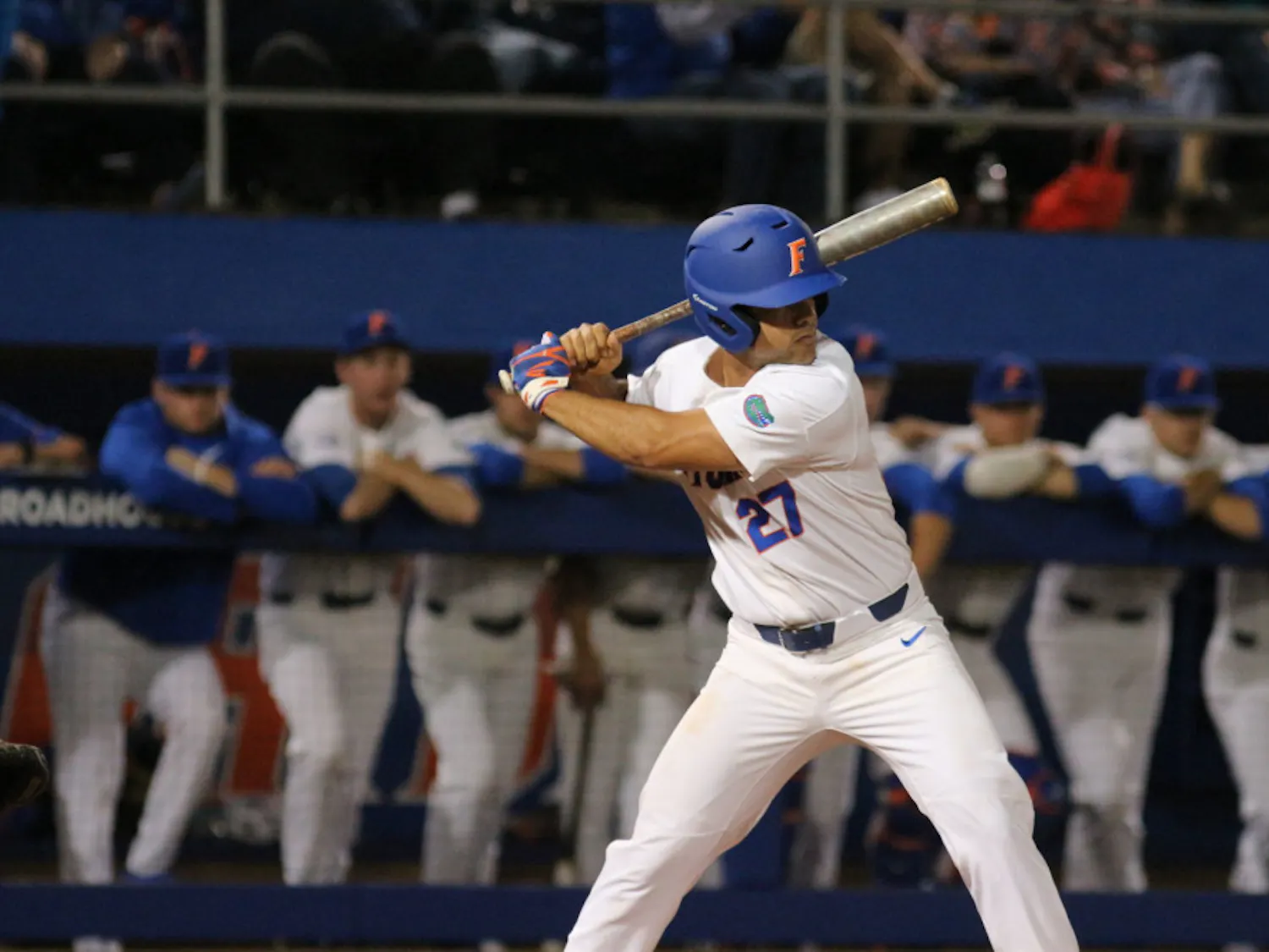 Senior Nelson Maldonado went 2 for 3 at the plate with one run and three RBIs in Florida's 15-0 win over FGCU on Tuesday.