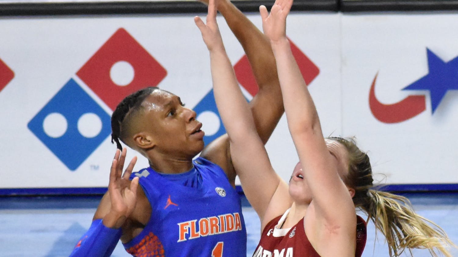  Smith, who became the team’s lead scorer in guard Lavender Briggs’ absence, had an underwhelming night with only 10 points to her name. Photo from UF-Alabama game Feb. 18.