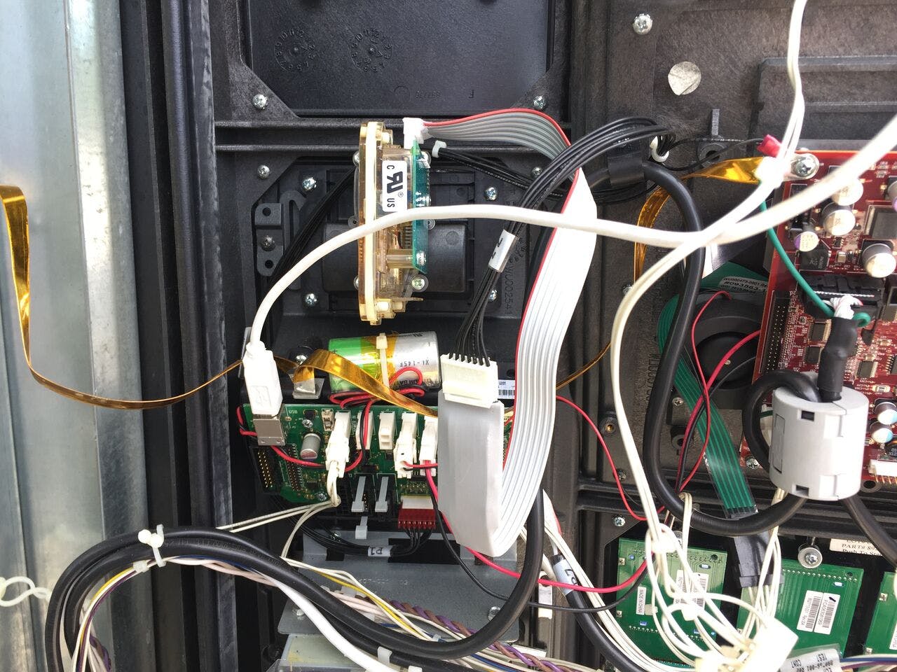 Credit-card skimmer in 2017 at a Texaco gas pump on NE Waldo Rd, as part of "Operation Clean Sweep"