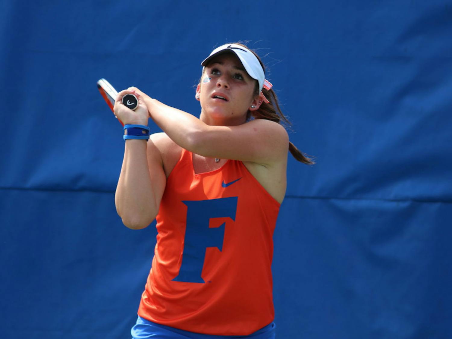 Sophomore Victoria Emma (pictured) and her doubles partner, junior Tsveta Dimitrova, lost narrowly (8-7) to the tournament's No. 1 seed of Southern California's Angela Kulikov and Rianna Valdes, eliminating them from the ITA All-American Championships. Emma later took victory in the tournament's singles back draw. 