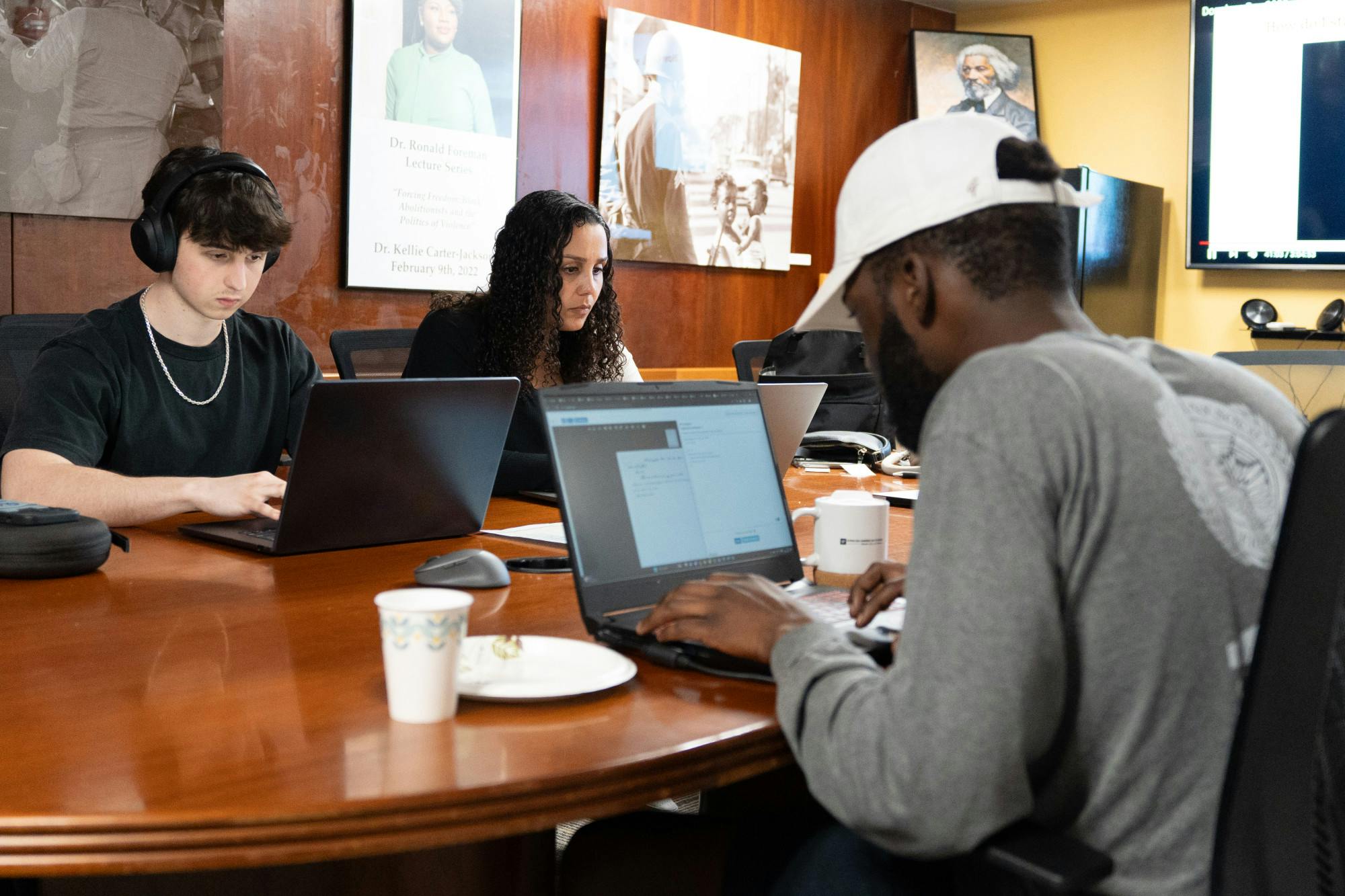 Students and faculty in the African American Studies conference room on Wednesday, Feb. 14, 2024.
