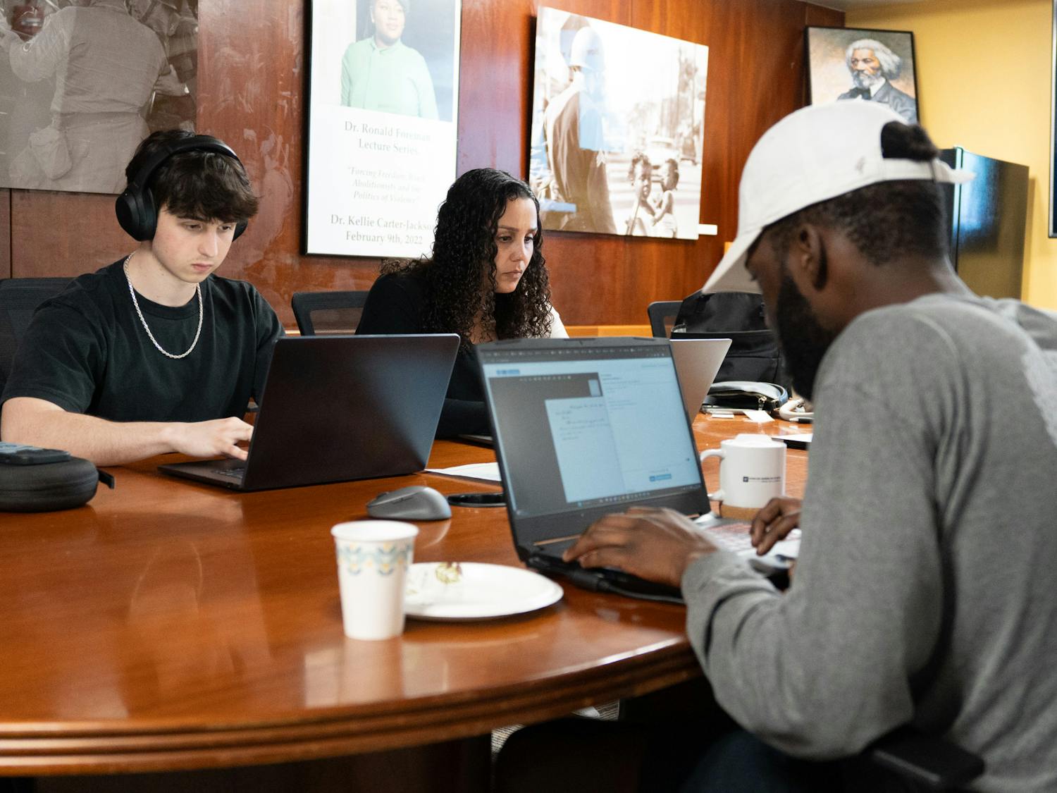 Students and faculty in the African American Studies conference room on Wednesday, Feb. 14, 2024.