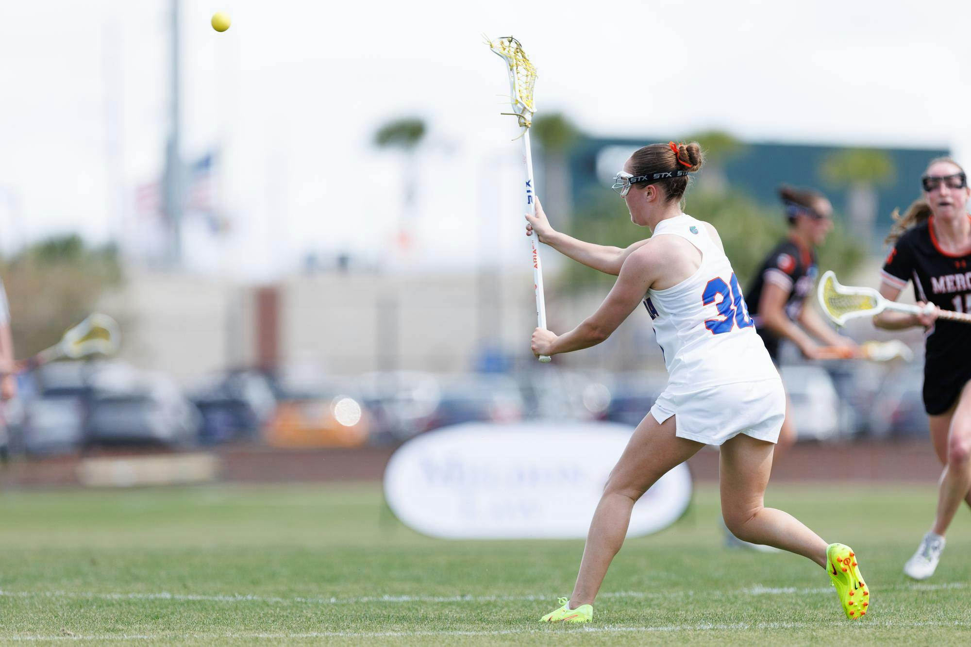 Florida midfielder Carly Wilson (30) shoots during the second quarter of an NCAA women’s lacrosse gmae against Mercer, Saturday, March 07, 2026, in Gainesville, Fla.