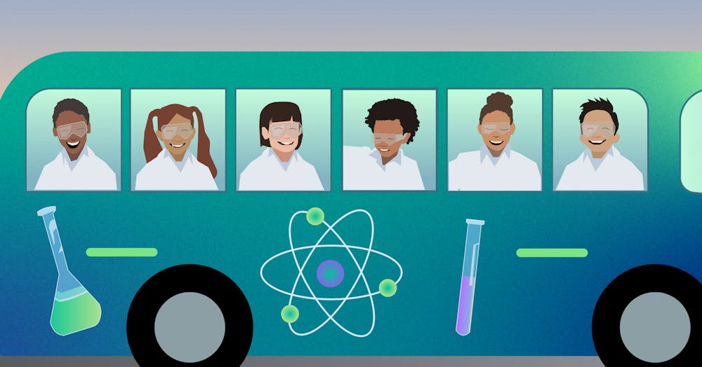 <p>The idea of the Science Bus originated in Tucson, Arizona, when Chris DiScenza founded the Physics Factory with a group of three other teachers. It is a refurbished school bus housing interactive physics exhibits. </p><p></p>