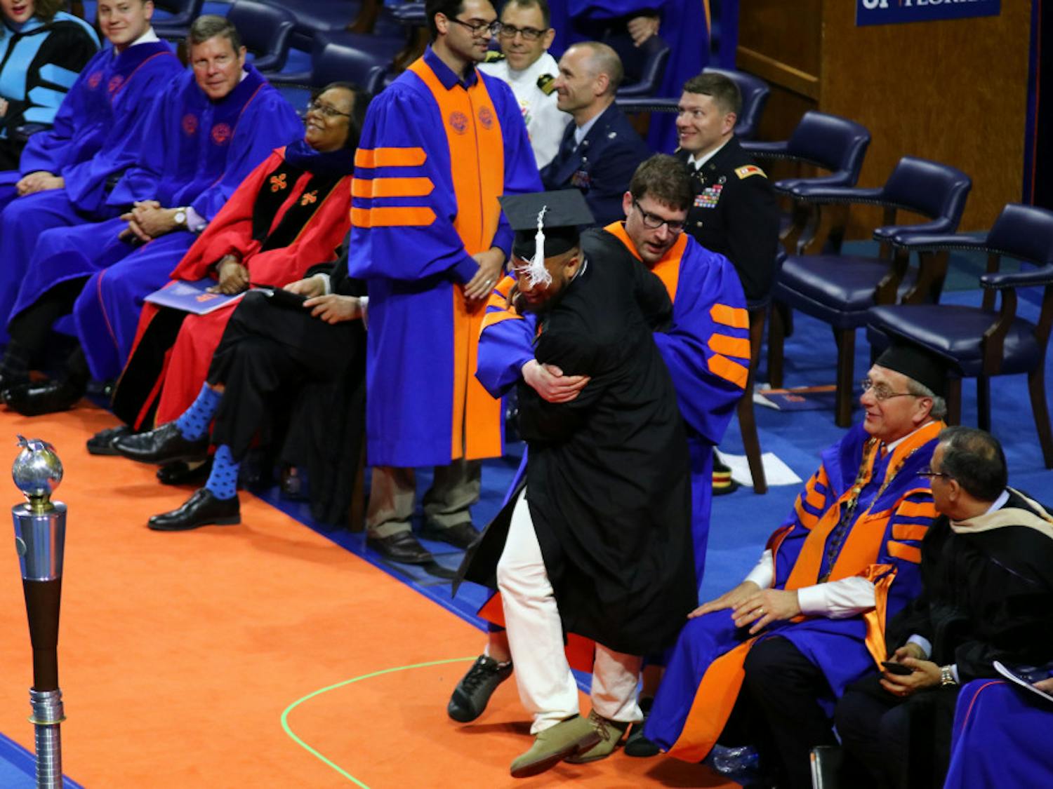 UF sent framed diplomas to the 24 students who were rushed off stage during the Spring commencement ceremony.