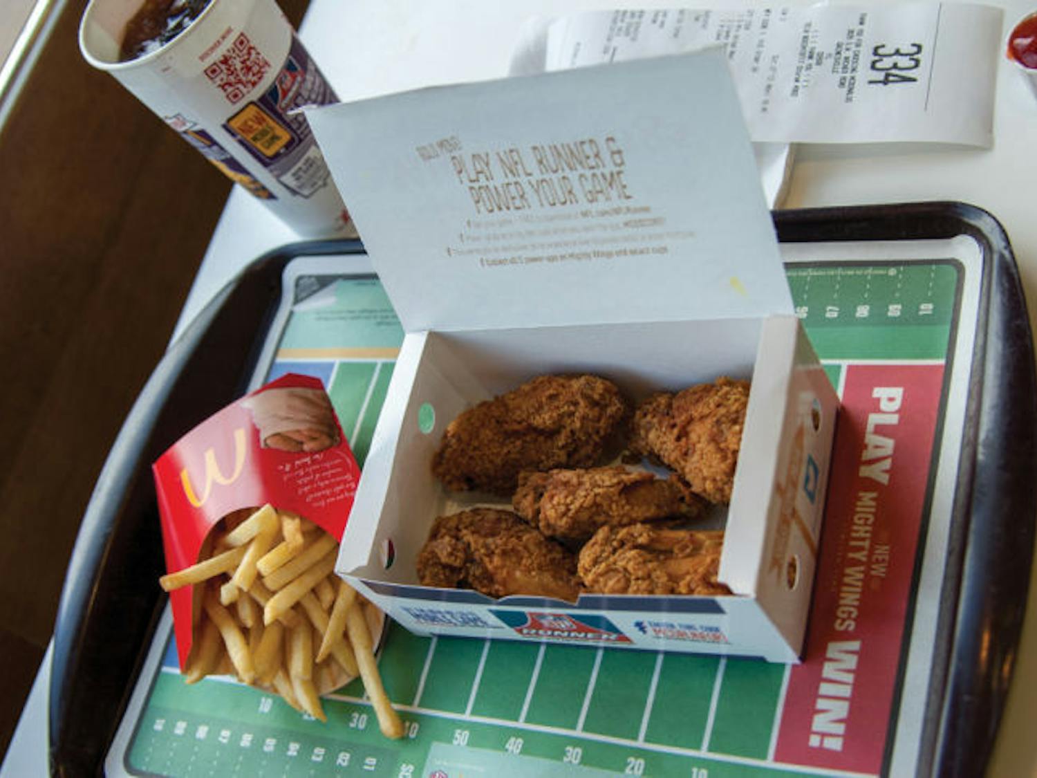 McDonald’s has recently added chicken wings, called Mighty Wings, to its menu. The wings come in sets of three, five and 10, at $2.99, $4.79 and $8.99, respectively.