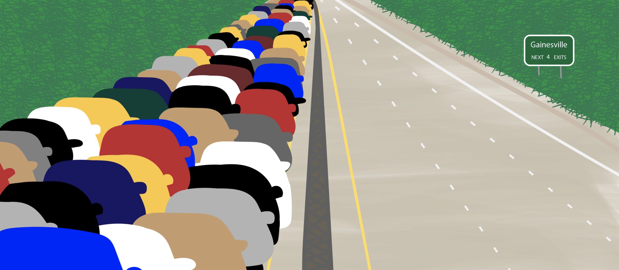 Students crowd Highway I-75 to evacuate the city in hopes of avoiding the hurricane. 