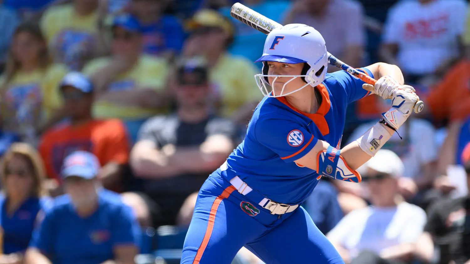 Florida catcher Jocelyn Erickson (8) bats during an NCAA softball game against Mississippi State, Saturday, April 4, 2026, in Gainesville, Fla.