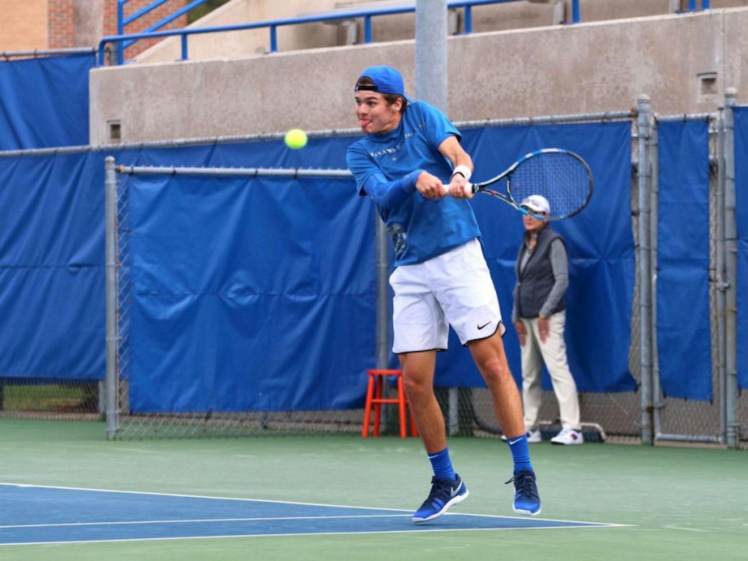 Junior McClain Kessler helped win the doubles point for Florida before sweeping his opponent in singles play in the Gators' 4-3 win over Wake Forest. 