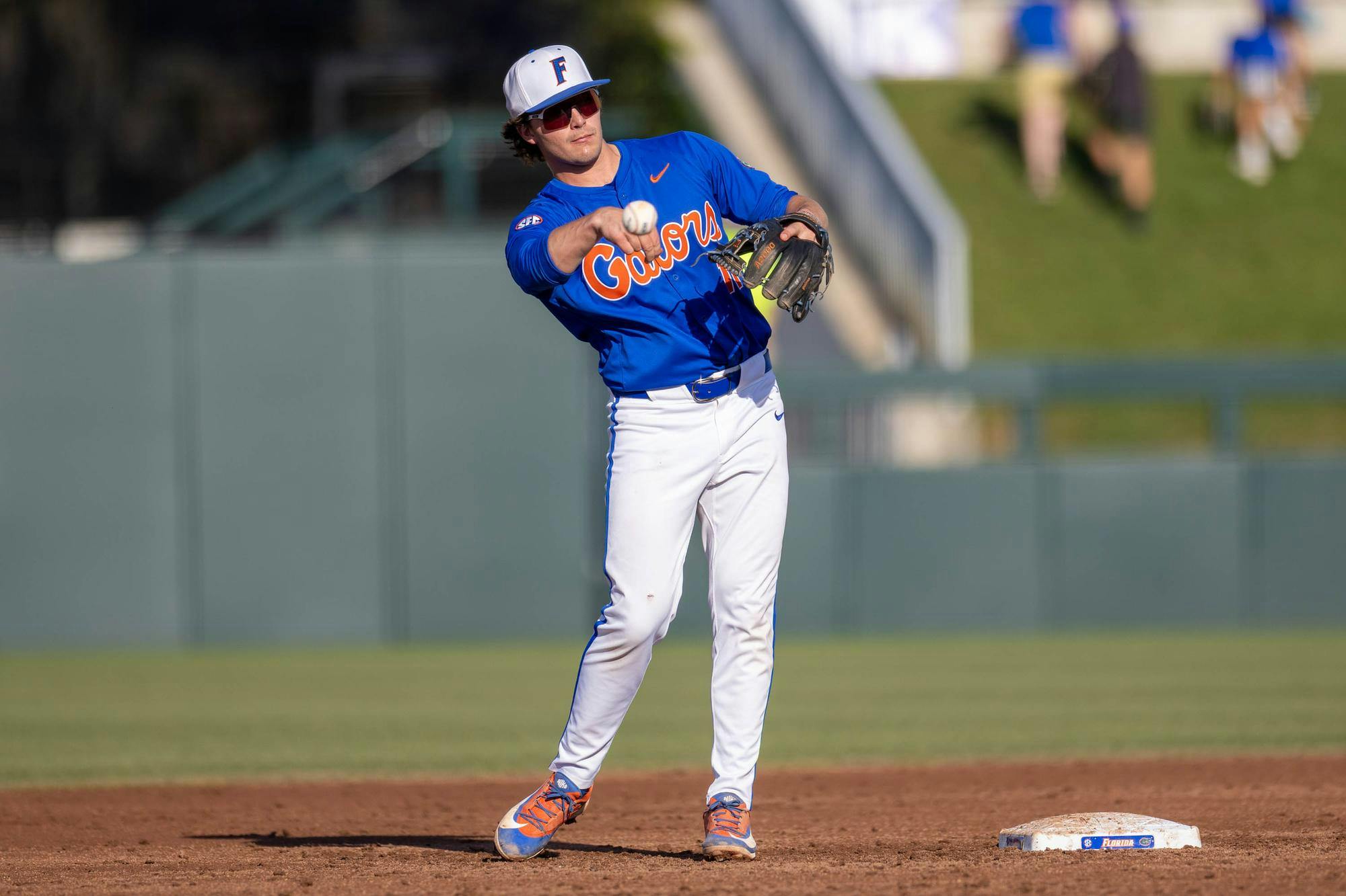Florida infielder Brendan Lawson (11) throws the ball infield during an NCAA college baseball game against Auburn at Condron Family Ballpark in Gainesville, Fla., Friday, April 17, 2026.
