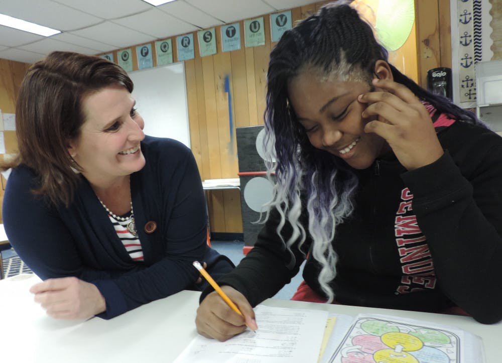 <p>Laura Wykoff, 44, was named Alachua County Teacher of the Year. She teaches math to students at Fort Clarke Middle School in Gainesville. </p>