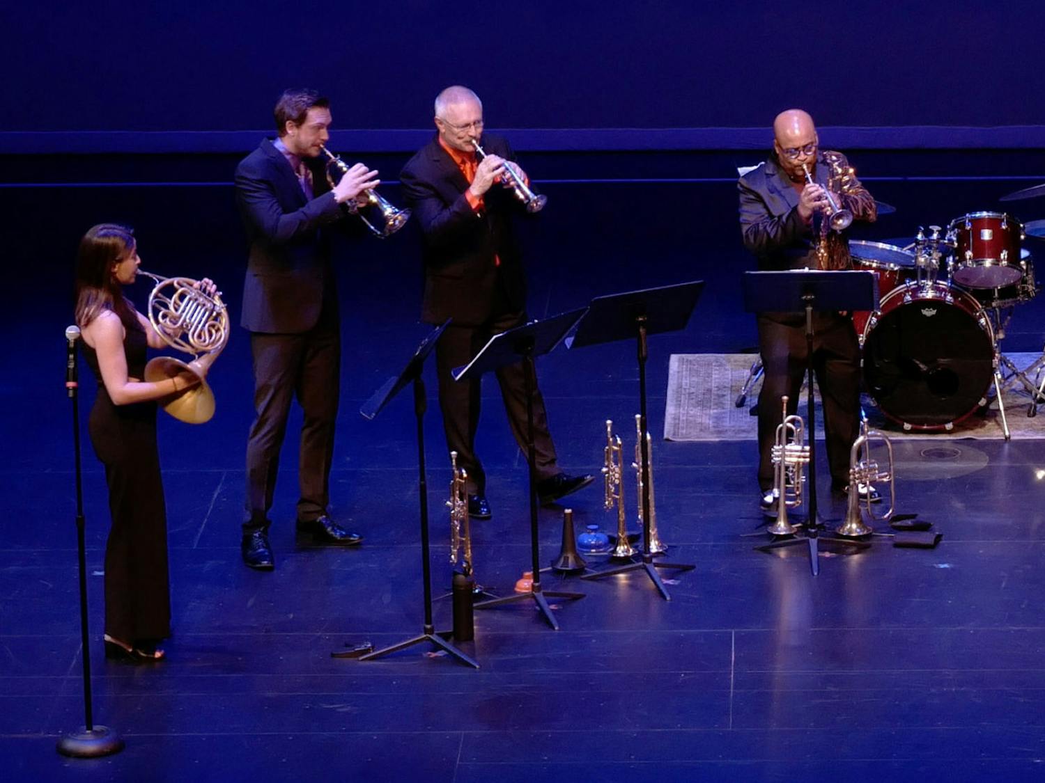 The Rodney Marsalis Philadelphia Big Brass ensemble performs in the Santa Fe College Master Artist Series at Jackson N. Sasser Fine Arts Hall at Santa Fe College on Friday, Sept. 15, 2023.
