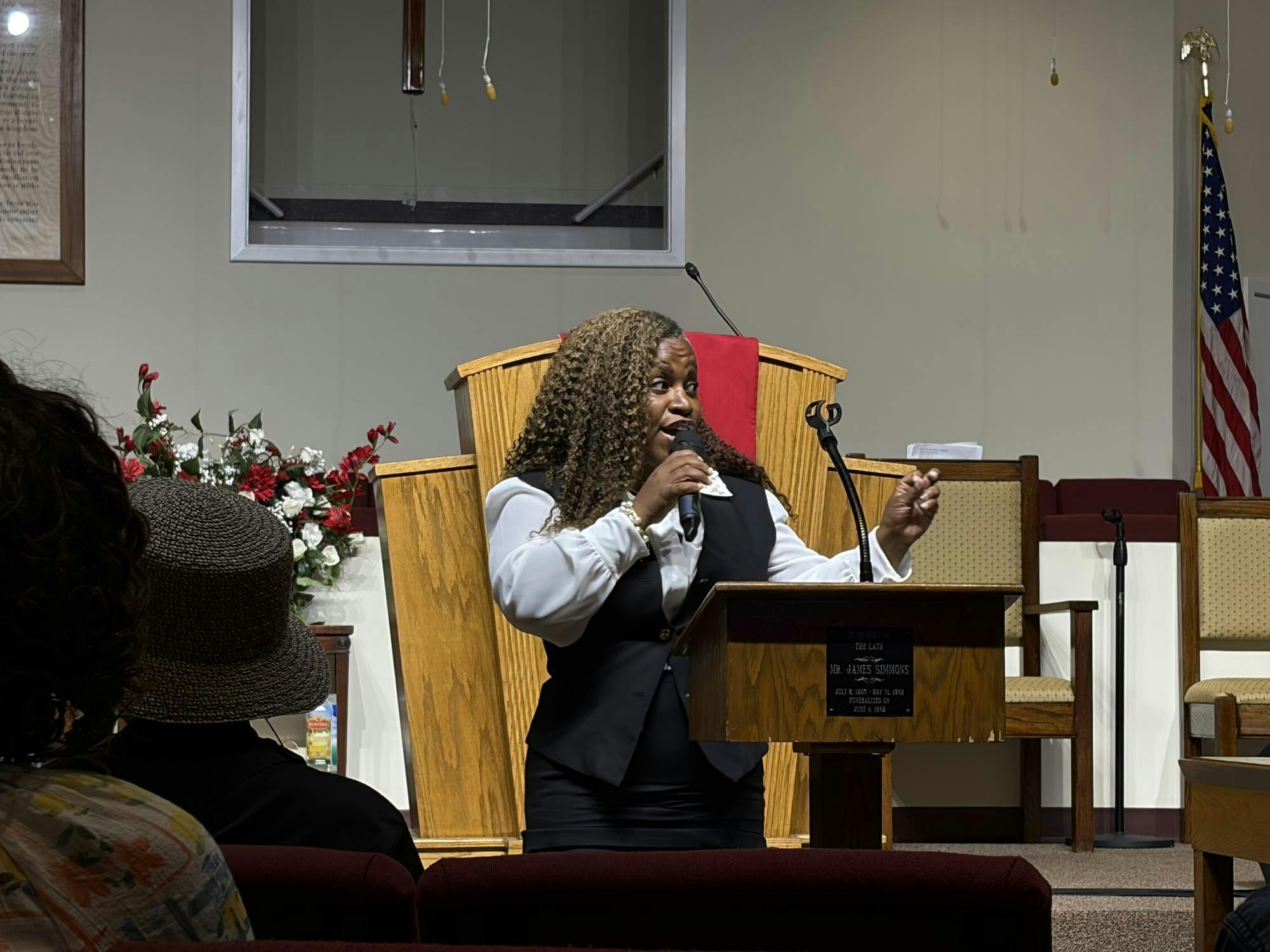 Gainesville City Commissioner Desmon Duncan-Walker speaks at a community meeting in East Gainesville, Fla., Wednesday, July 22, 2026.
