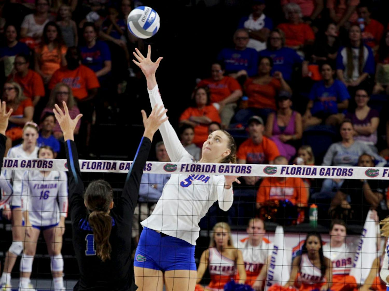 Rachael Kramer (above) and Florida's volleyball team lost its first match of the season Sunday afternoon against Kentucky. "I’ve got to give Kentucky a ton of credit,” Kramer said. "They were killing it across the net."
