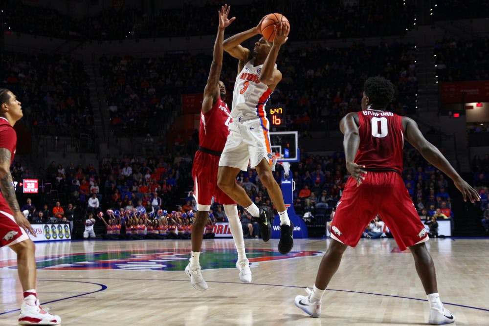 Junior guard Jalen Hudson didn't have the best night shooting, going just 4 of 13 from the field. But he came up with a huge block with under 10 seconds to go to secure Florida's second win in its last three meetings against Kentucky. 