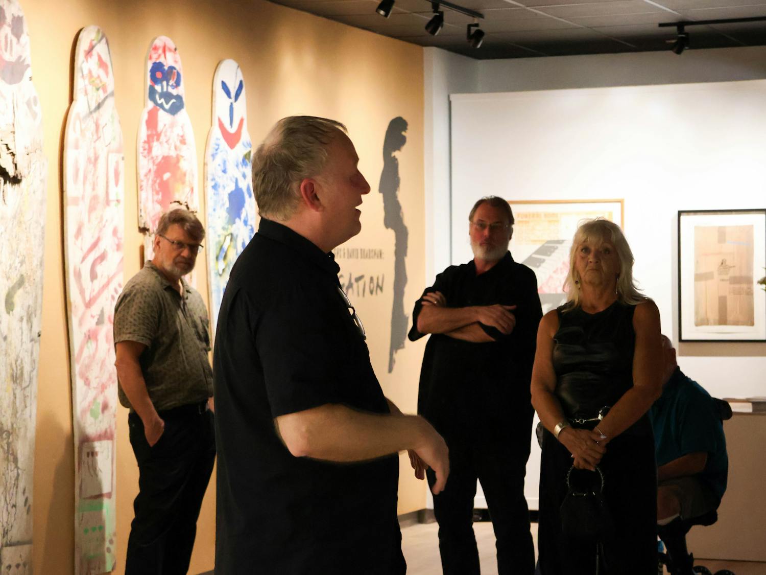 Jade Dellinger, curator of the show, presents a new art exhibit titled Propagation, including artwork by William S. Burroughs and David Bradshaw at Santa Fe College Art Gallery on Friday, Sept. 12th, 2025.