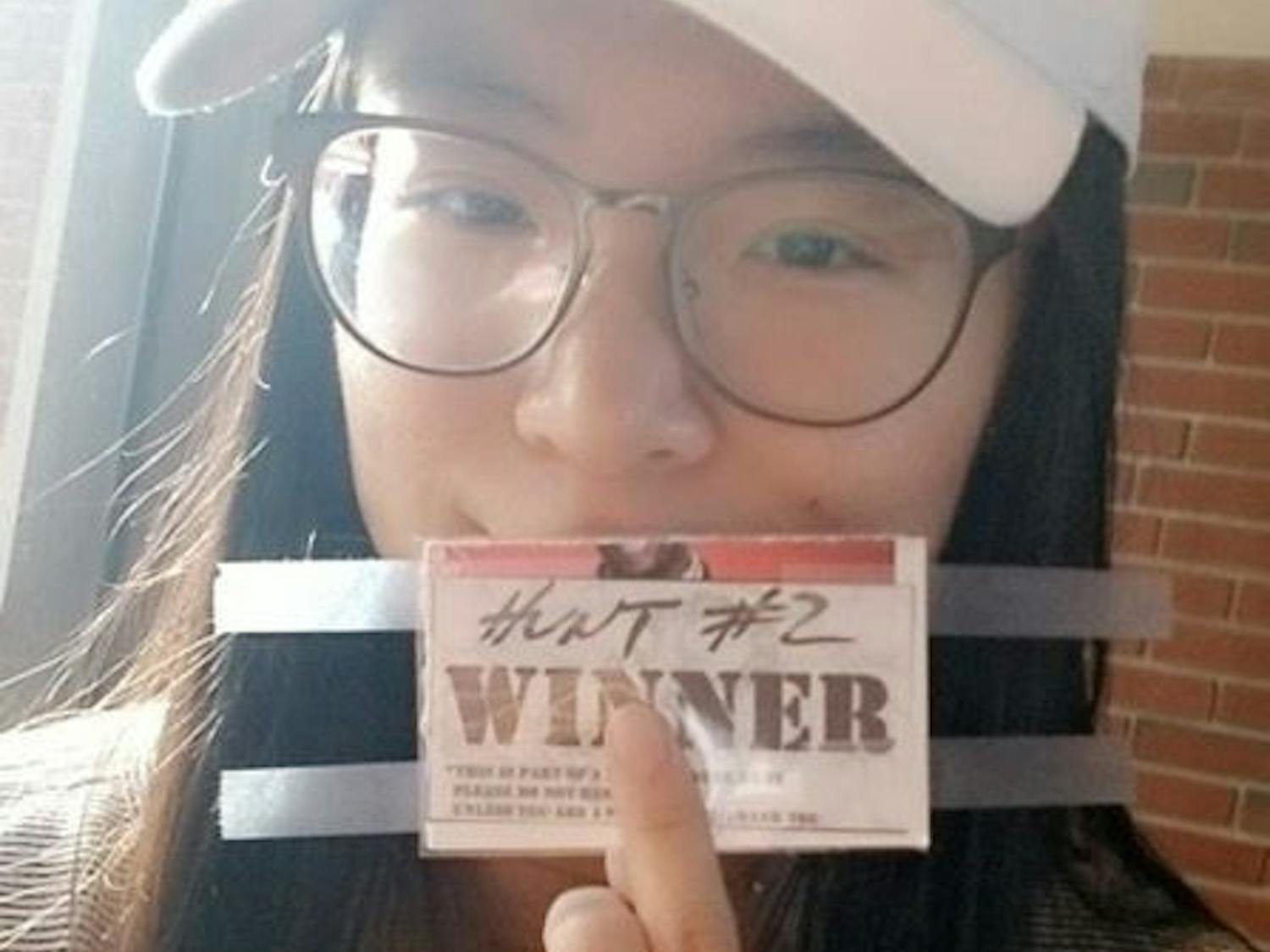 Sherry Kao, a UF biology sophomore, participated in Mini Treasure Hunts around the UF campus, a Facebook page that advertises small-scale scavenger hunts. Kao, 19, won the second hunt Feb. 20.