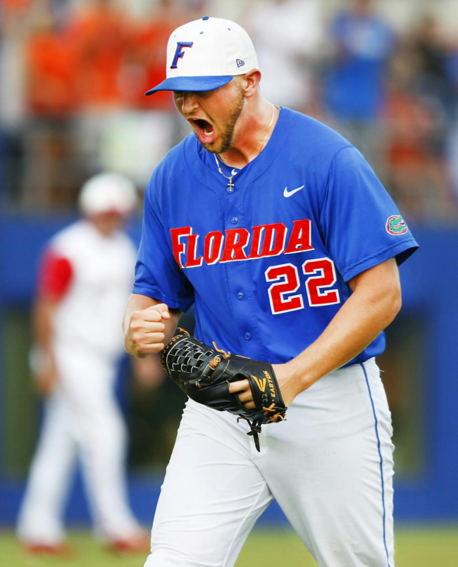 Junior Karsten Whitson reacts after recording a strikeout during Florida’s 9-8 win against NC State on June 10, 2012, at McKethan Stadium. Whitson was drafted in the 37th round of the 2013 MLB Draft. 
