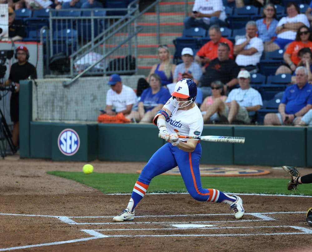 <p>Florida catcher Jocelyn Erickson (8) swings during an NCAA softball game against Missouri, Monday, March 9, 2026, in Gainesvile, Fla.</p>