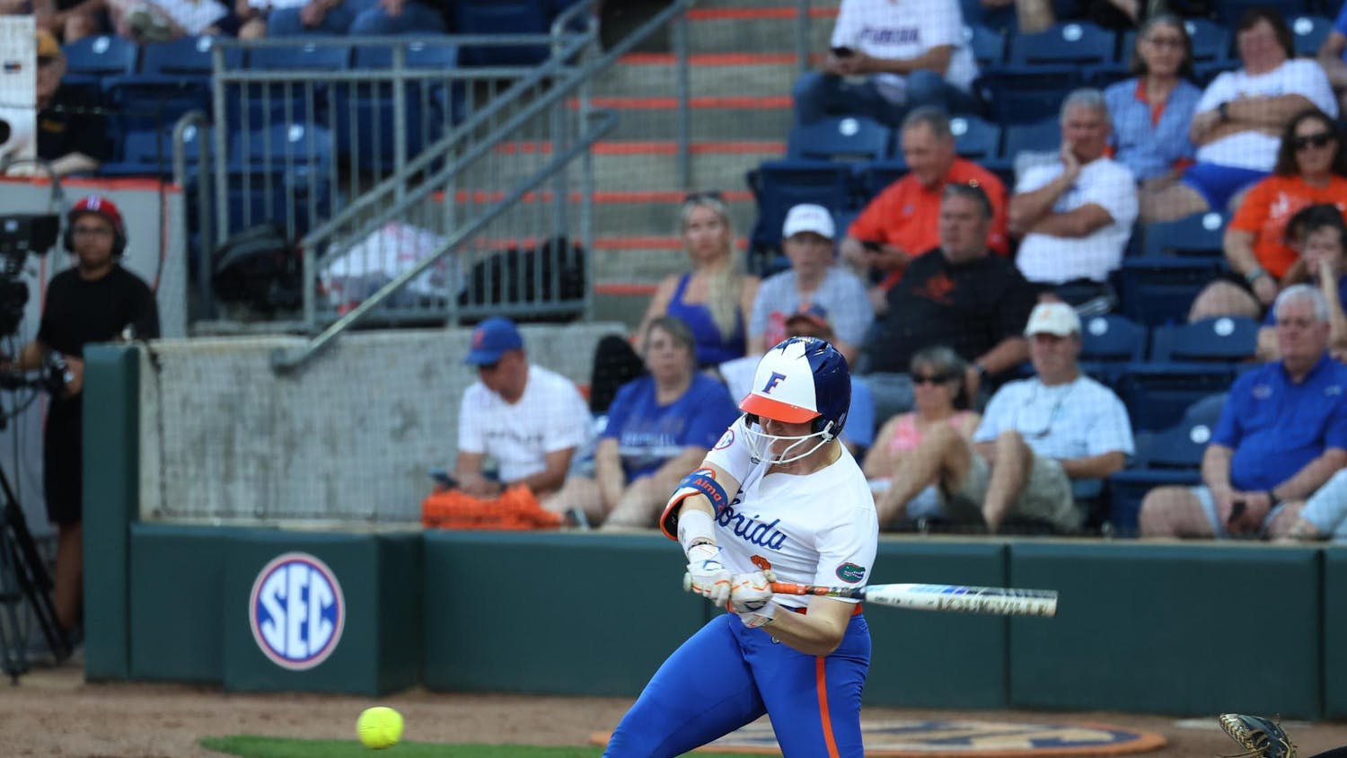 Jocelyn Erickson (8) hits the ball during the game against the University of Missouri at Katie Seashole Pressly Stadium in Gainesvile, Fla., on Monday, March 9, 2026.