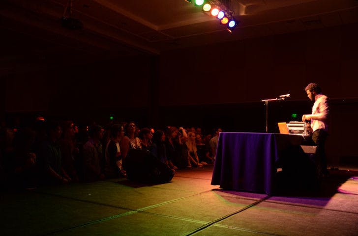 Marcel Everett, a 17-year-old producer and electronic musician under XXYYXX, performs at the Reitz Union on Oct. 17.