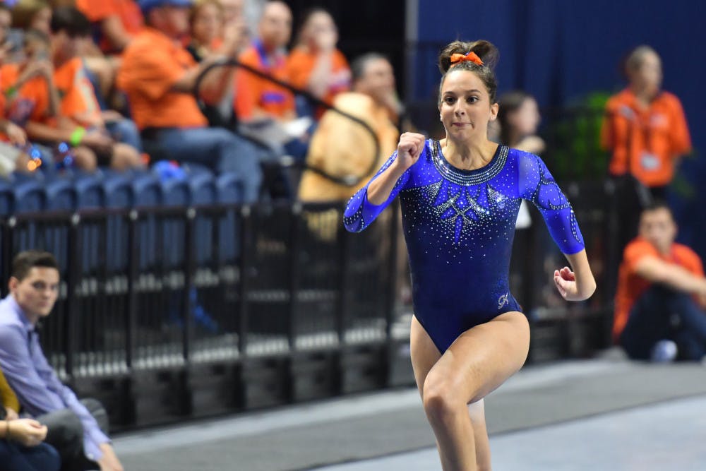 <p>Senior Rachel Slocum tied for a first-place finish in vault during the NCAA Regionals on April 7. She and two other seniors competed in their last meet during the Super Six on Saturday. </p>