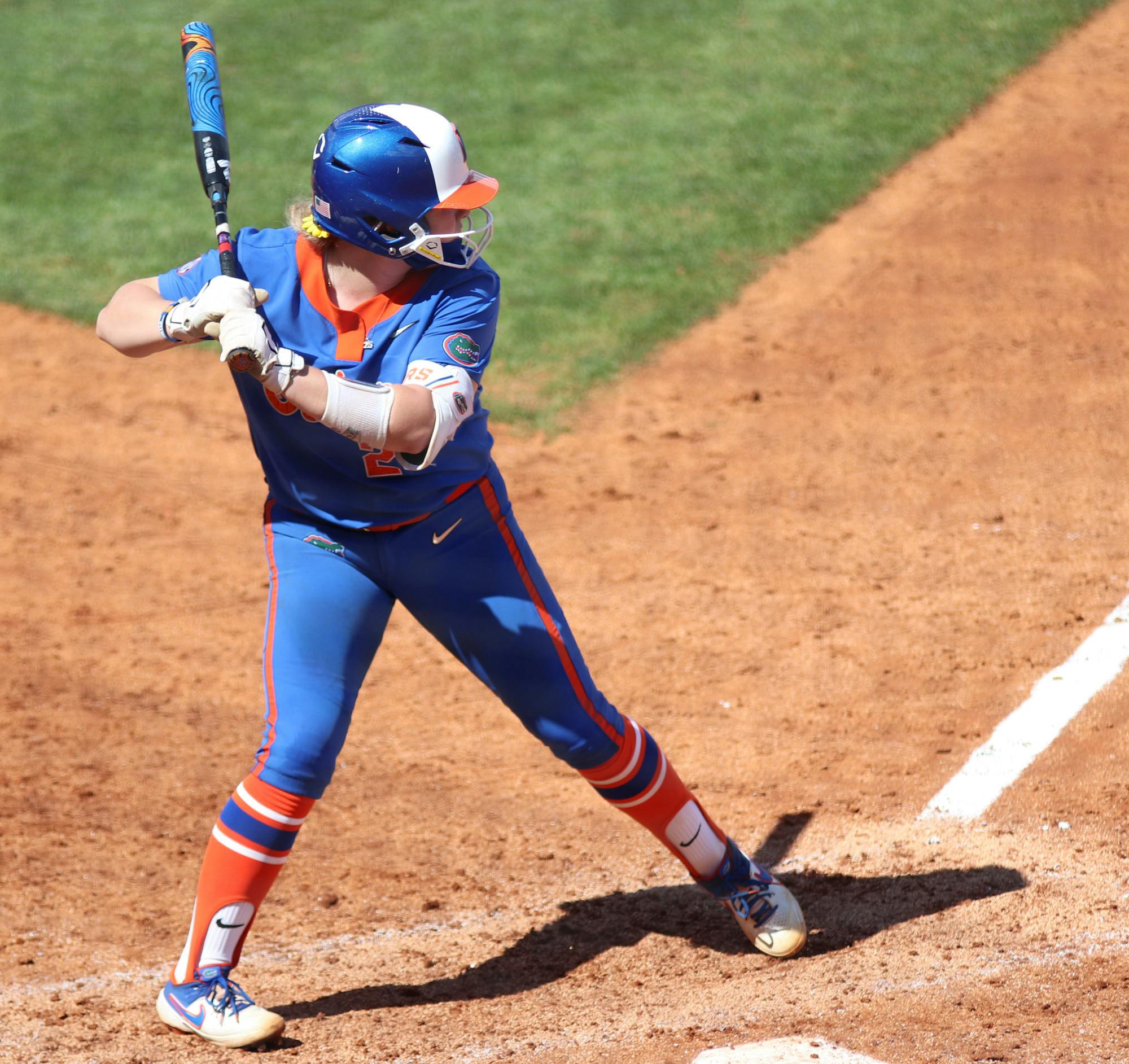 Florida catcher Julia Cottrill prepares to swing against Louisville on February 27.