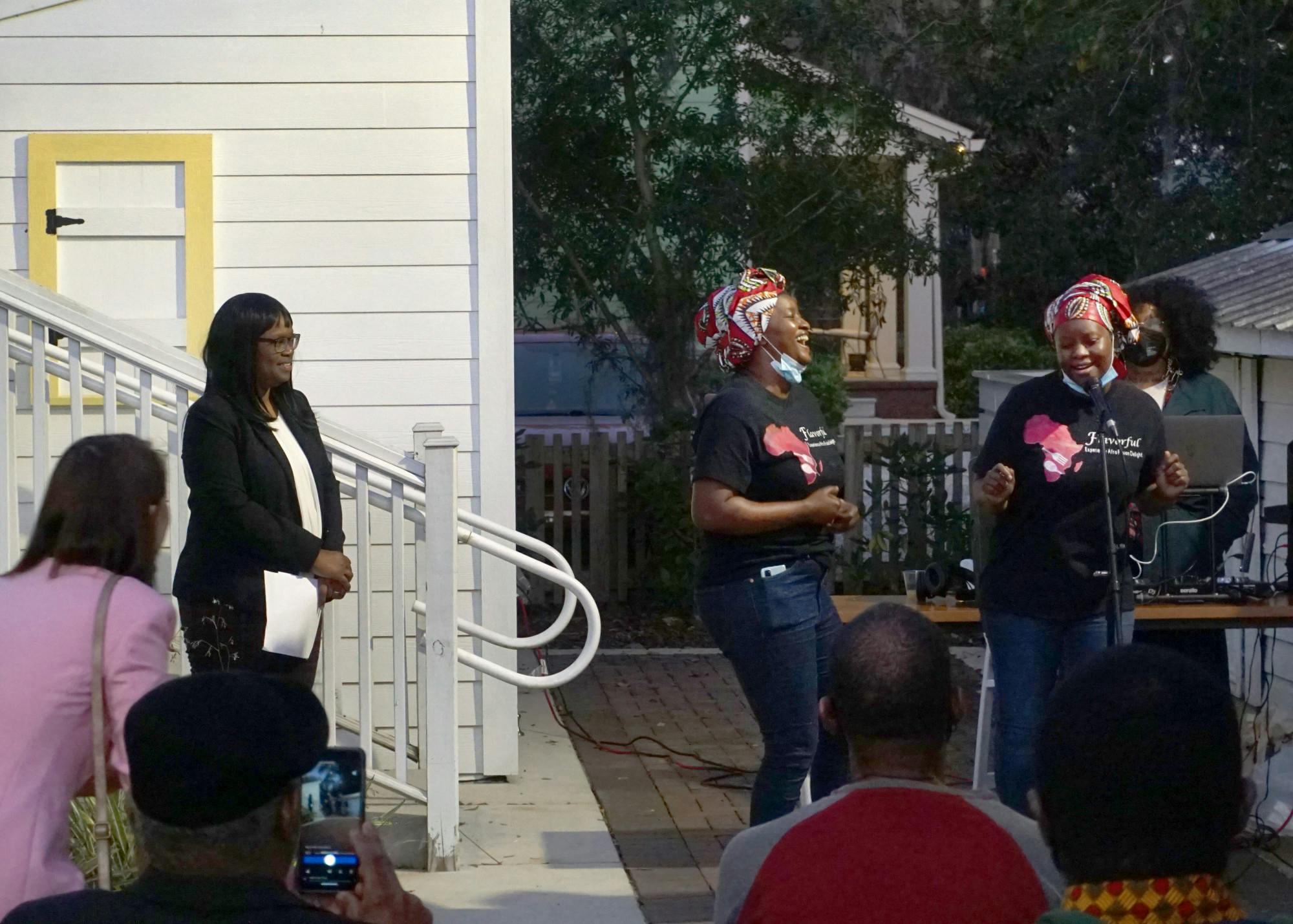 Co-founders of Flavorful, a Gainesville catering service focused on African cuisine, tell their story during the A. Quinn Jones Museum's Black Literature and Love event on Saturday, Feb. 19.