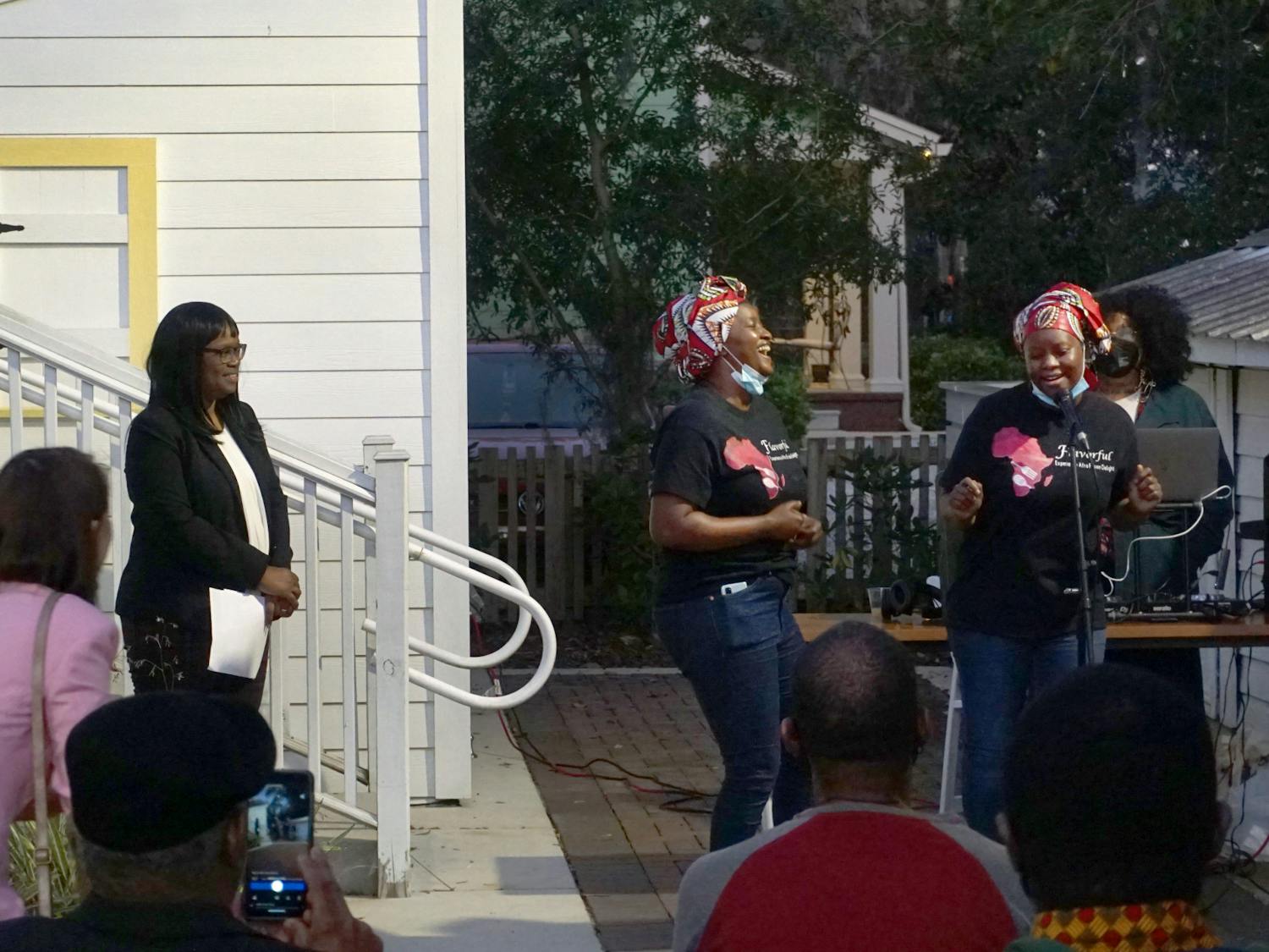Co-founders of Flavorful, a Gainesville catering service focused on African cuisine, tell their story during the A. Quinn Jones Museum's Black Literature and Love event on Saturday, Feb. 19.