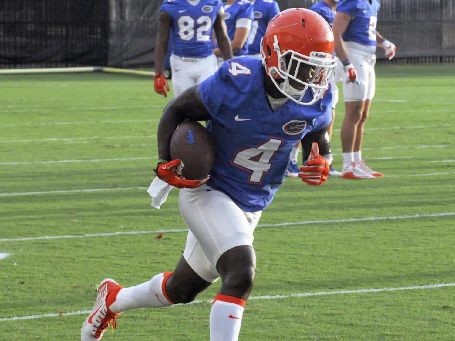 UF wide receiver Brandon Powell runs a route during practice on Aug. 31, 2015, at the Sanders Practice Field.