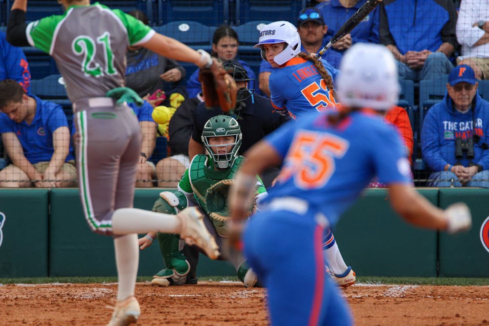 Florida utility player Sarah Longley takes the plate during the Gators' 8-0 win against the Stetson Hatters Wednesday, March 29, 2023.