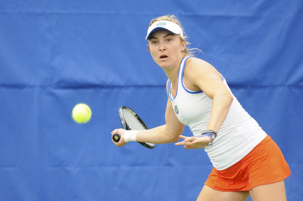<p>Senior Josie Kuhlman lost the third and deciding set in the clinching match for Oklahoma State Wednesday night.&nbsp;</p>