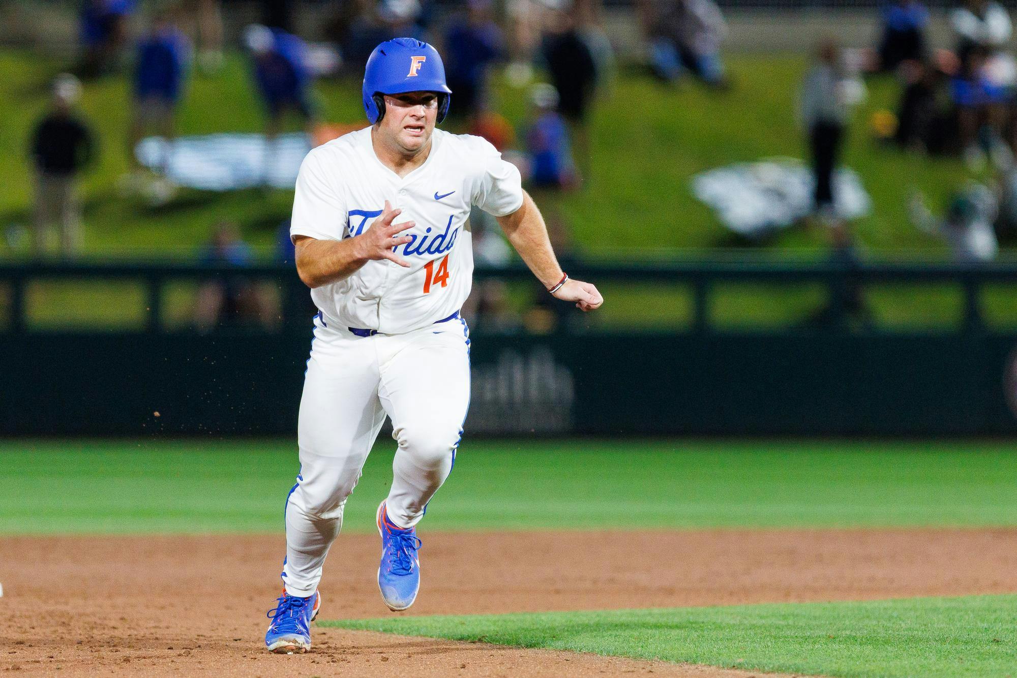 Florida Gators catcher Karson Bowen runs to third base during an NCAA Baseball game against UAB, Friday, Feb. 13, 2026, in Gainesville, Fla.