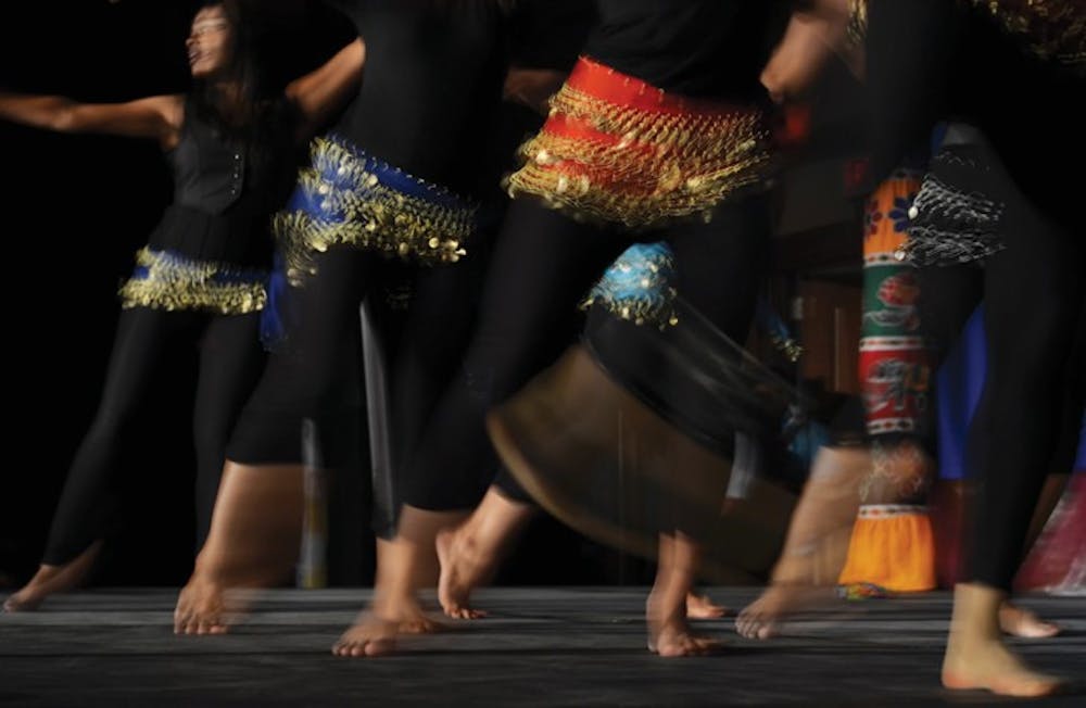 <p>An Indian dance group performs a Bollywood dance medley at the Praharsha Indian festival on Saturday evening in the Reitz Union Ballroom. Praharsha, which means hope and happiness, is held annually by Gators for Asha.</p>
