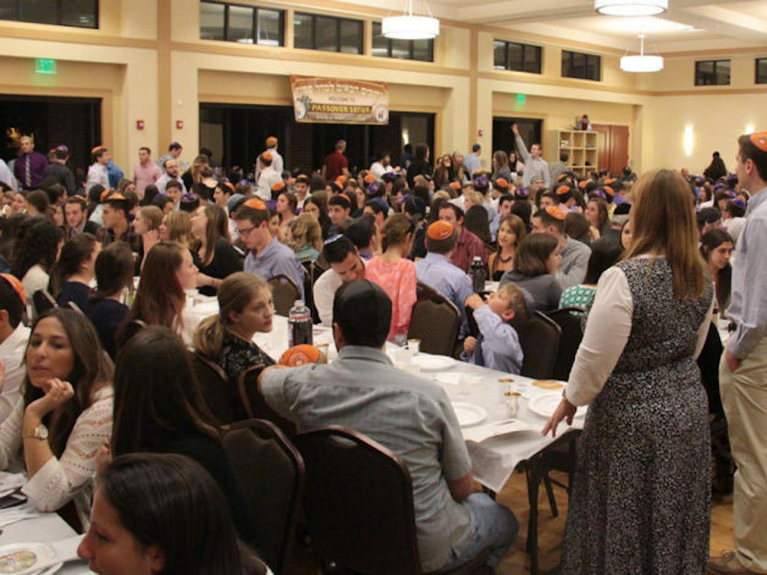 Students and residents gather at the Lubavitch-Chabad Jewish Student and Community Center for Seder on Monday evening. The event celebrated the first night of the Jewish holiday of Passover.